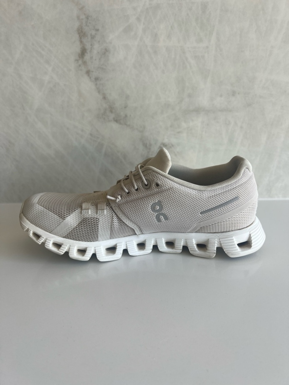 On Cloud Beige Mesh Running Sneakers - Picture 2 of 9